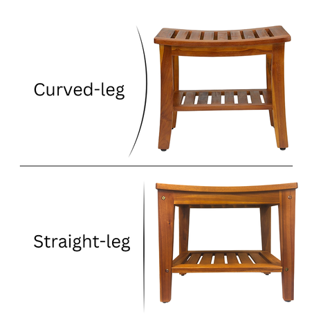 onncom Acacia Shower Bench with Shelf 21 Inch